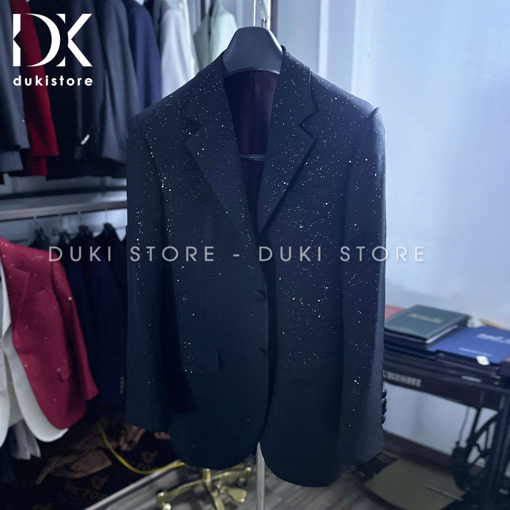 Áo khoác blazer nam, áo vest nam balzer nam kim tuyến màu đen cao cấp ADK0051 - DUKI STORE
