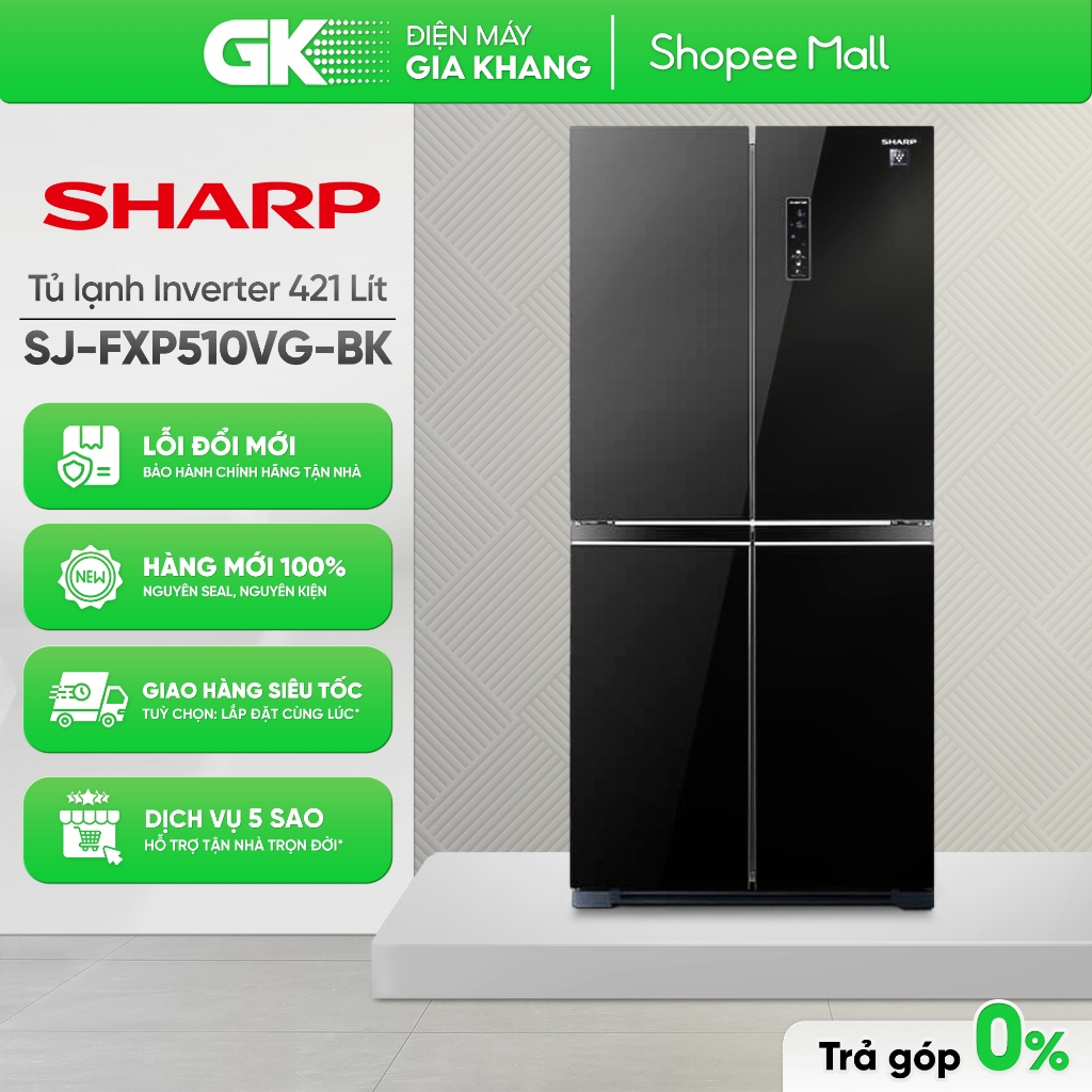 Tủ Lạnh Sharp Inverter 421 Lít SJ-FXP510VG-BK [Freeship HCM]
