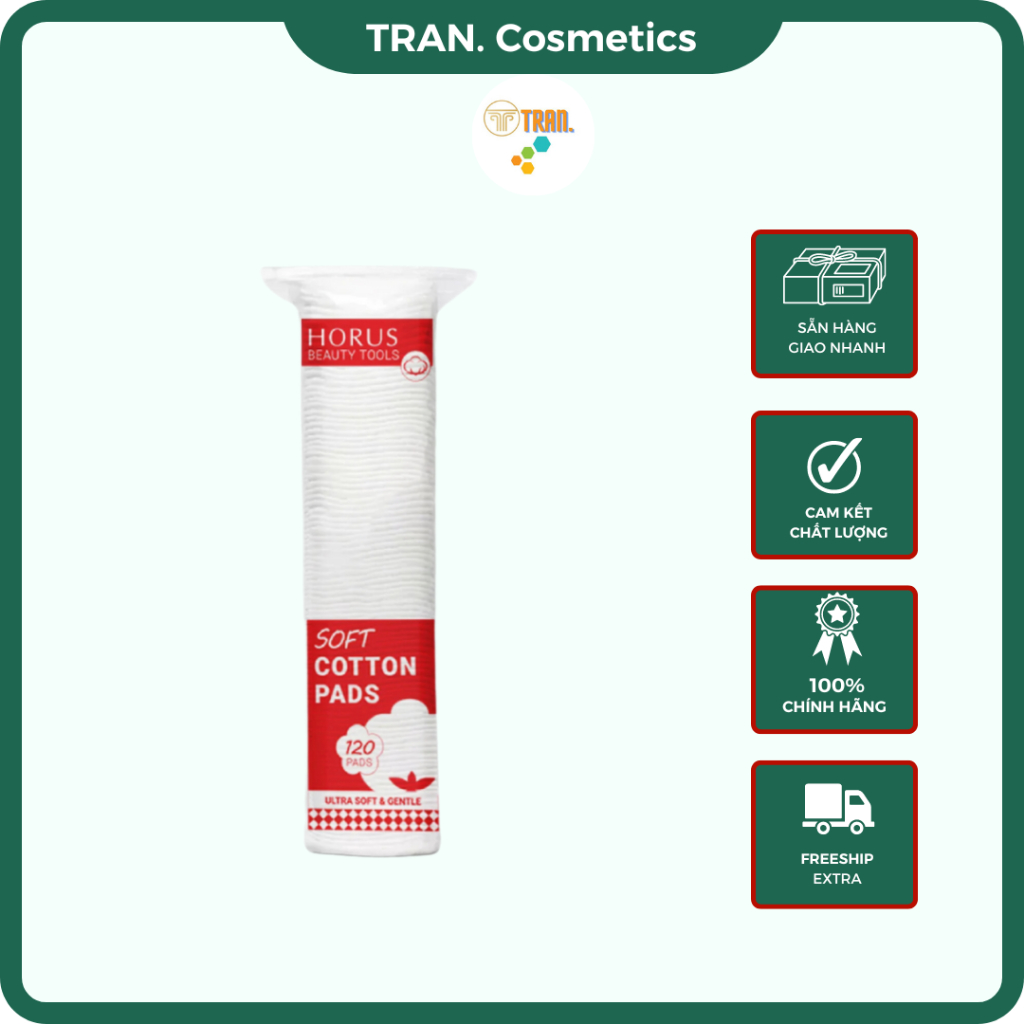 Horus Bông Tẩy Trang Soft Cotton Pads, Bông Tẩy Trang Cotton Pads Cotton Thiên Nhiên Mềm Mại 120 Pad