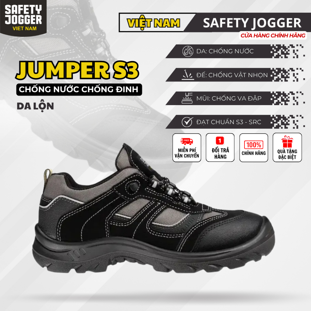 [SAFETY JOGGER] Giày Bảo Hộ Safety Jogger Jumper S3 Chống Dầu SRC, Chống Đinh, Chống Va Đập, Đế Thép