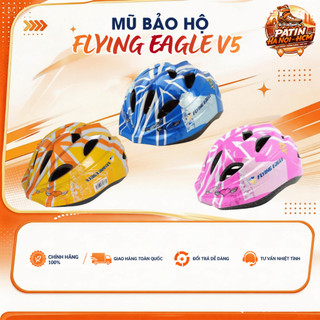 Mũ bảo hộ trẻ em Flying Eagle V5 cho bé dưới 38kg có nút chỉnh size 4 màu xanh/đen/cam/hồng