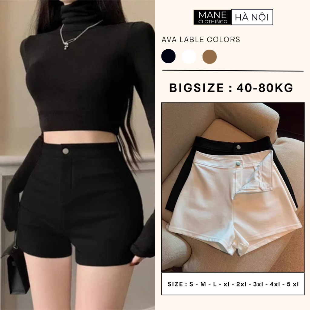 Quần Đùi Nữ Cạp Cao Bigsize Chất Umi, Co Giãn 4 Chiều Tôn Dáng Trẻ Trung…