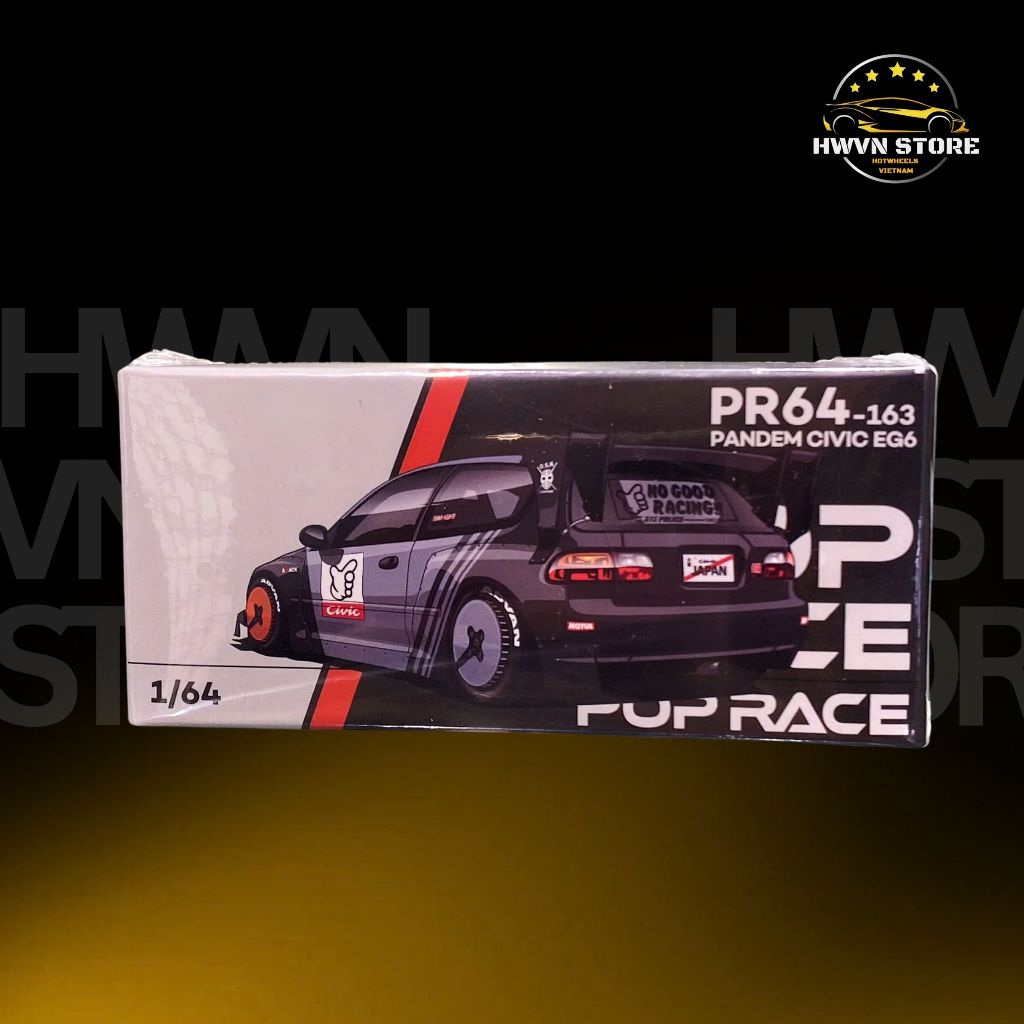 Xe mô hình Poprace Pandem Civic EG6 Màu đen (PR640163-BOX)