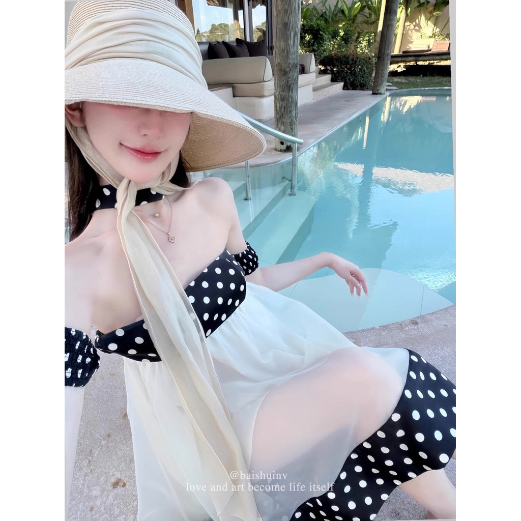 Đầm babydoll cúp ngực viền chấm bi TABISHOP Váy nữ form xuông dễ thương mặc hè đi chơi đi biển(304) | BigBuy360 - bigbuy360.vn