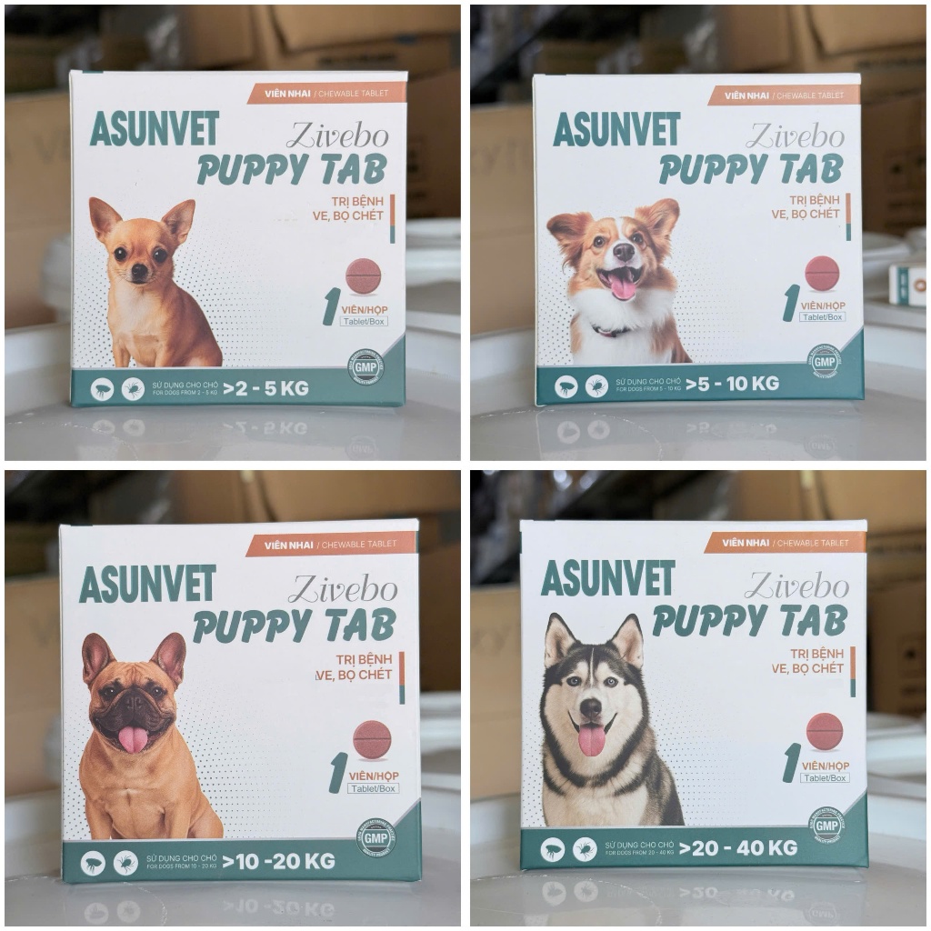 Viên nhai sạch ve ghẻ bọ cho chó ASUNVET PUPPY TAB -ZIVEBO