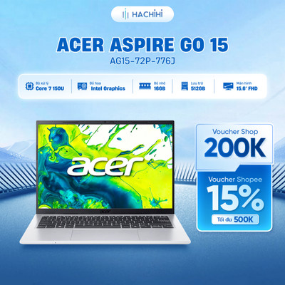 Laptop Acer Aspire Go 15 AG15-72P-776J (Core 7 150U | 16GB | 512GB | Intel Graphics | 15.6' FHD | Win 11 | Bạc)