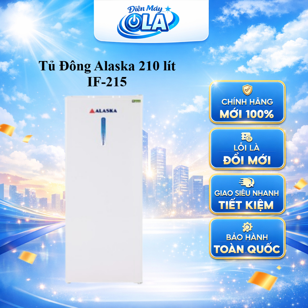 (HCM) - IF-215  Tủ đông đứng 210L Alaska IF-215 KHÔNG INVERTER