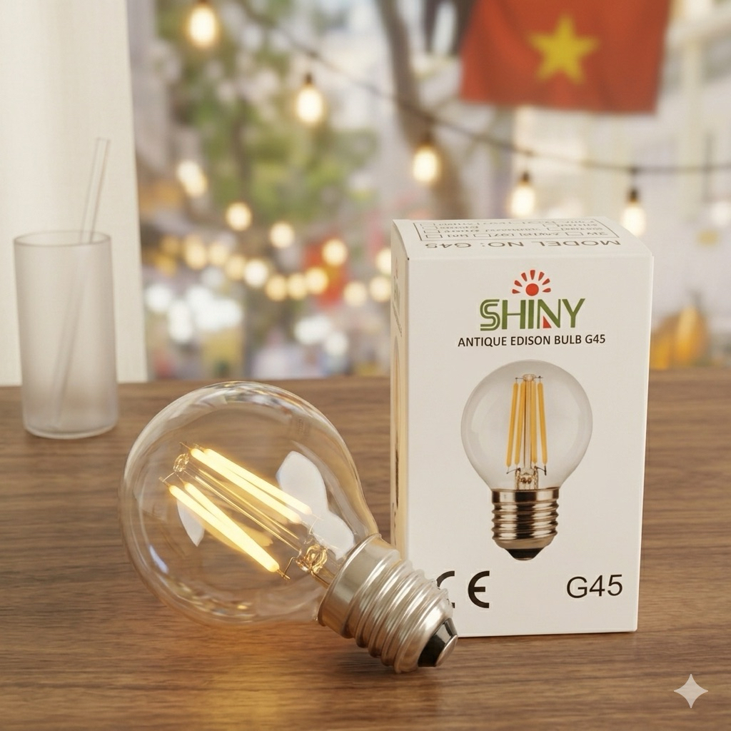 Bóng đèn LED Edison G45 4W - Đuôi E27 - Ánh sáng vàng ấm 2700K - Bảo hành 24 tháng