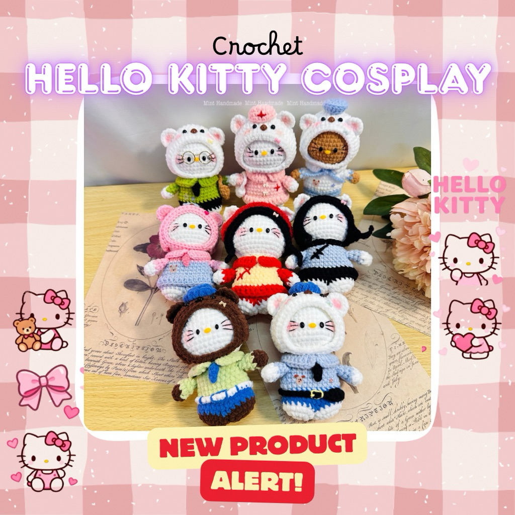 Móc khoá Hello Kitty len - Móc len Hello Kitty - Hello Kitty Cosplay Nghề nghiệp 🐱💕
