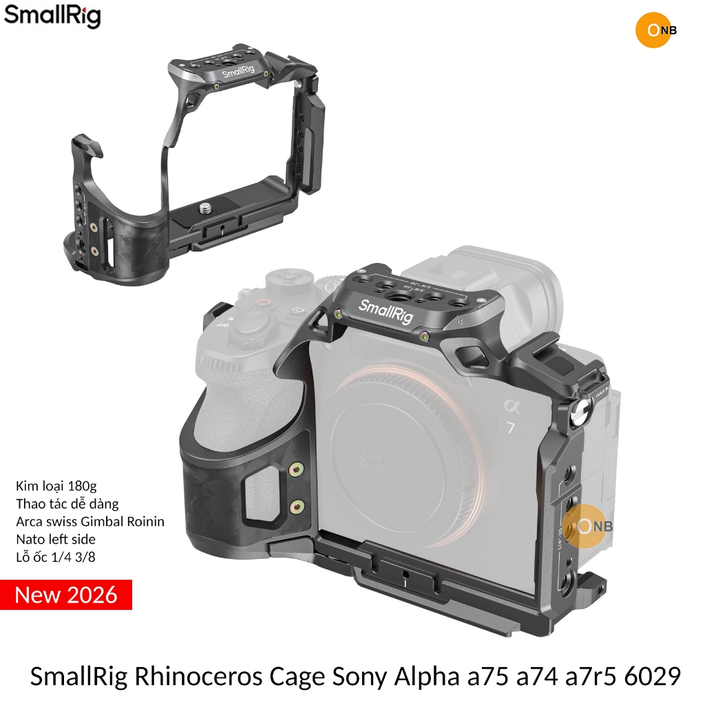 SmallRig Rhinoceros Cage Khung bảo vệ Sony Alpha a75 a74 a7r5 6029 mới ra 2026