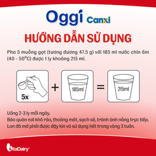 Sữa bột Oggi Canxi - Giúp tăng cường mật độ xương, giúp hệ cơ xương chắc khoẻ, chống loãng xương - Lon 900g