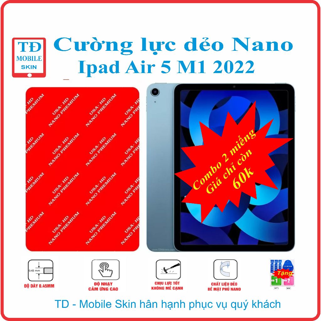 Cường lực dẻo bảo vệ màn hình máy tính bảng Appe Ipad Air 5 M1 ( 2022 )