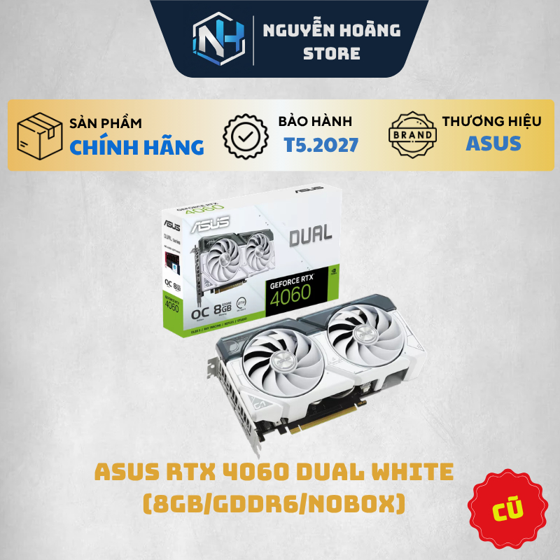 VGA card màn hình ASUS RTX 4060 Dual White 8GB cũ