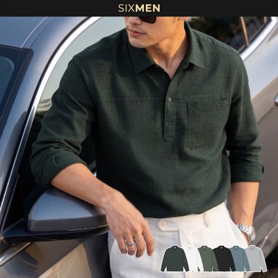 Áo Sơ Mi Cổ Chui Dài Tay DEVAN - Vải SMART LINEN Form Thoải Mái, Thấm Hút Cực Tốt - SIXMEN