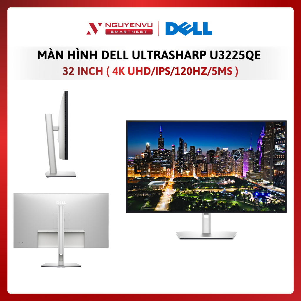 Màn hình Dell UltraSharp U3225QE 32 inch (4K UHD/IPS/120Hz/5ms) - Hàng Chính Hãng - Bảo Hành 3 Năm