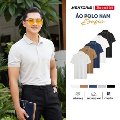 Áo Polo Nam MENTORIS Vải Cotton Thoáng Khí, Form Suông Thoải Mái, Phối Cổ Sang Trọng MPS206R