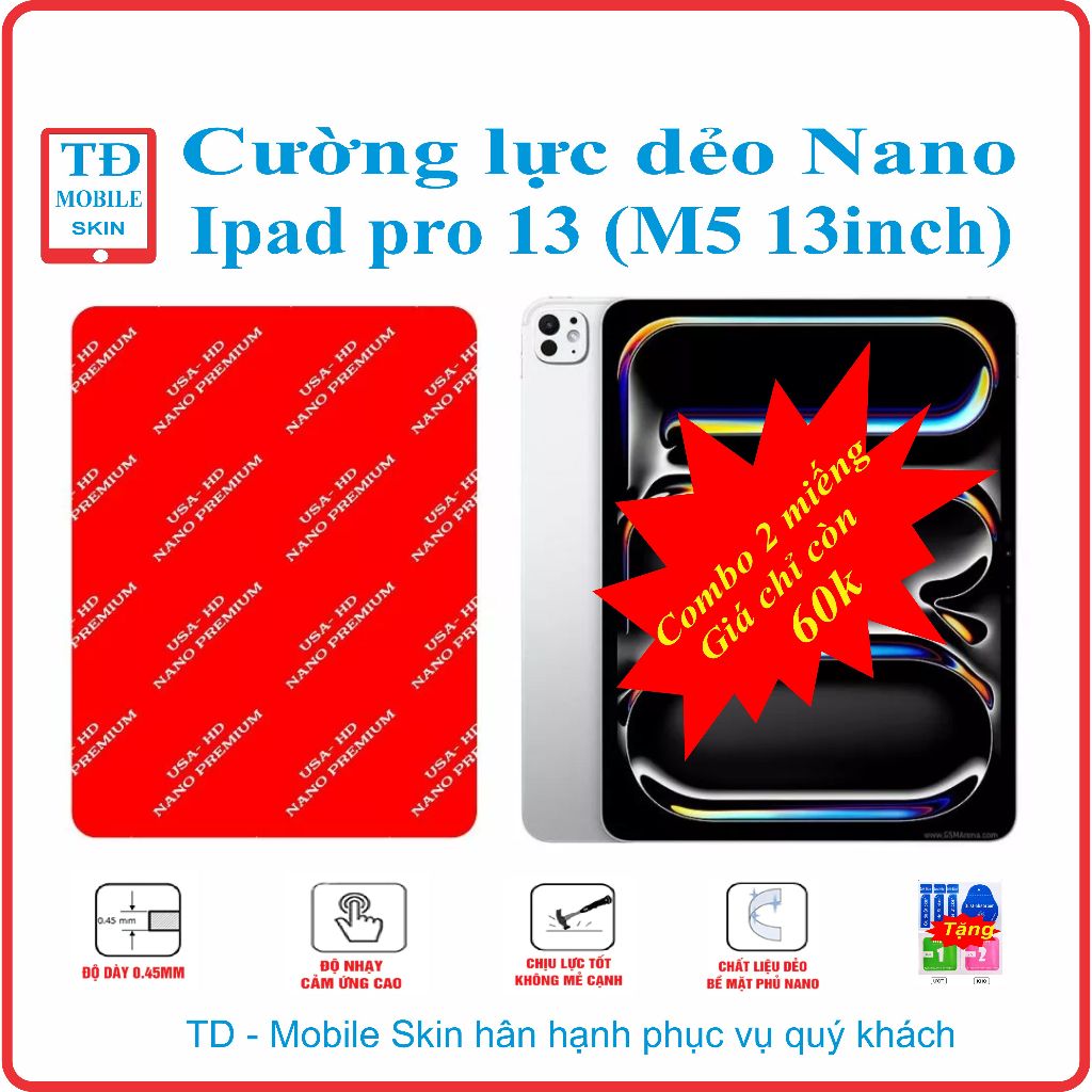 Cường lực dẻo bảo vệ màn hình máy tính bảng Appe iPad Pro 13 (2025) Ipad M5 13inch