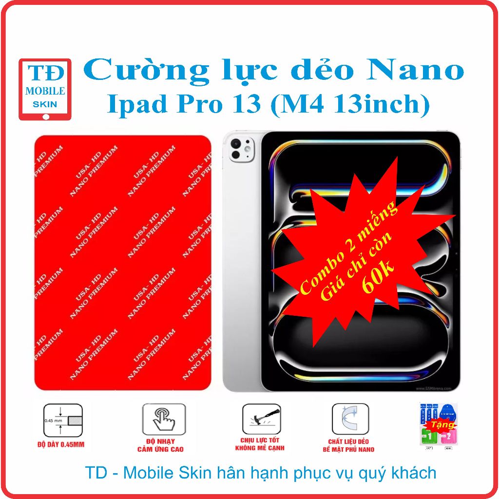 Cường lực dẻo bảo vệ màn hình máy tính bảng Appe Ipad Pro 13 (Ipad Pro M4 13inch)