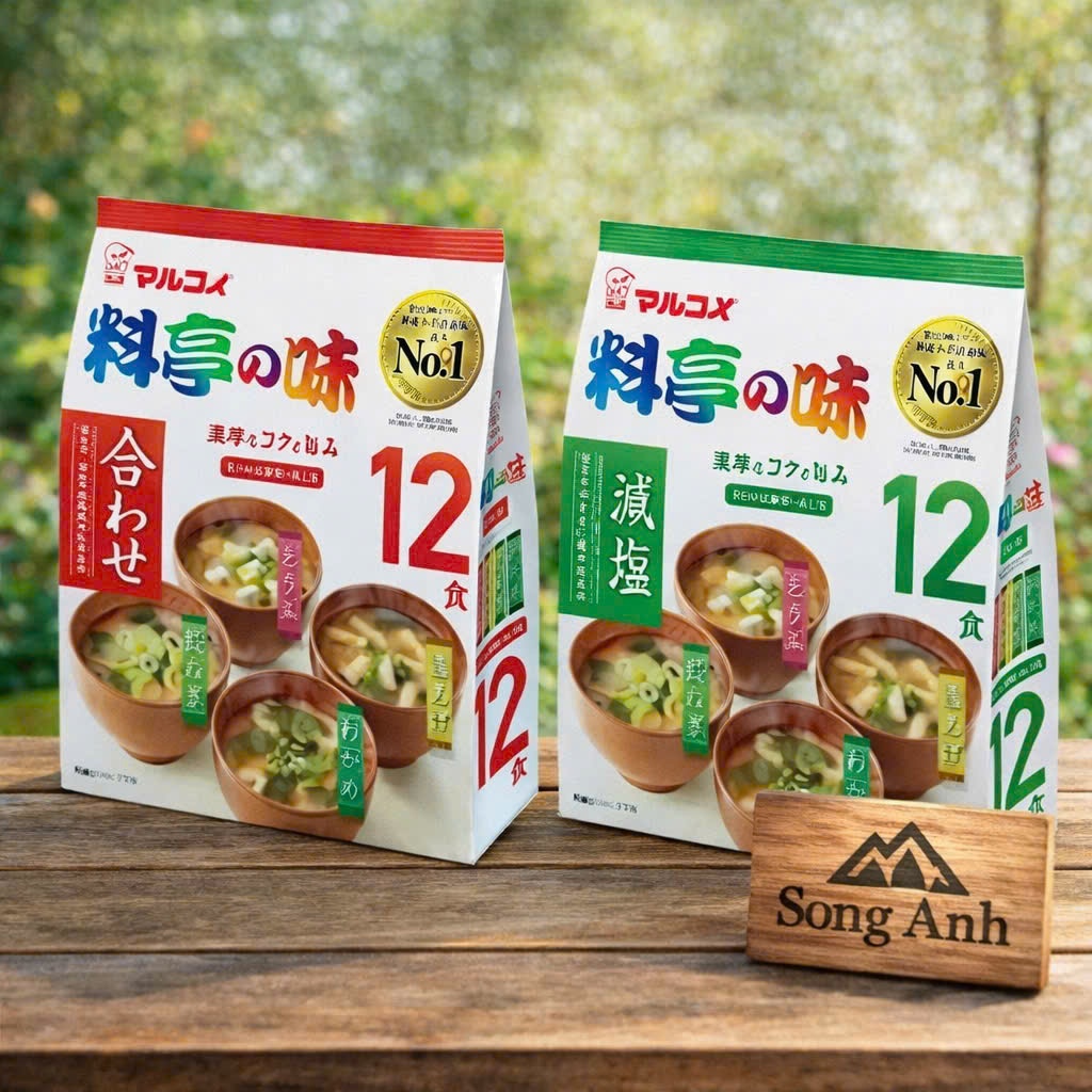 Súp Miso Ăn Liền Marukome 4 Vị 12 Gói Nhật Bản