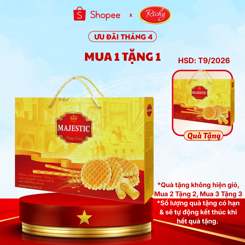 [HẾT HÀNG] Bánh Richy Majestic Quai Xách 420g Hộp Giấy