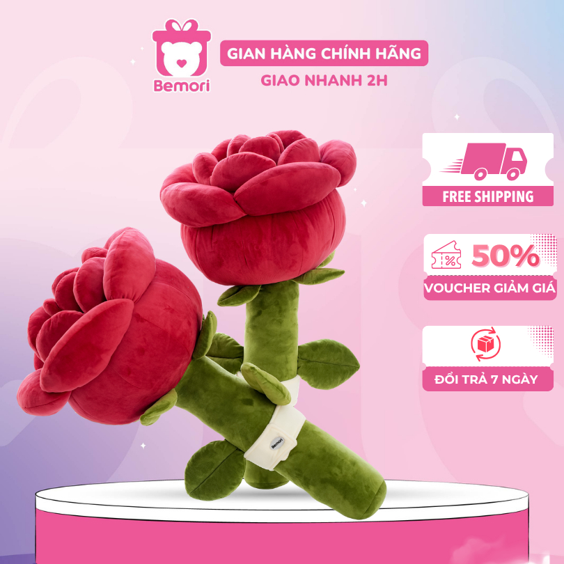 Gấu Bông Hoa Hồng Khổng Lồ BEMORI Hoa Hồng Nhồi Bông Vải Velboa Mềm Mịn Cao Cấp80cm Món Quà Tình Yêu