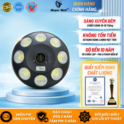 Đèn UFO Năng Lượng Mặt Trời Mayor Wolf 400W Chính Hãng Bảo Hành 2 Năm