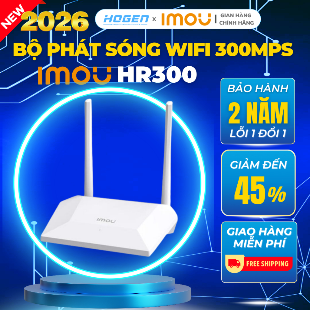Bộ Phát Sóng Wifi IMOU HR300 300Mbps, Phủ Sóng 50m, Tốc Độ 300Mbps,Tương Thích IPv6, Dễ Dàng Cài Đặt