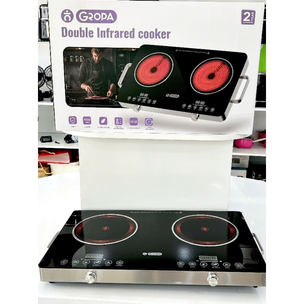Bếp hồng ngoại đơn Gropa, Bếp hồng ngoại đôi Gropa, Mặt kính cường lực - sang đẹp, bền bỉ