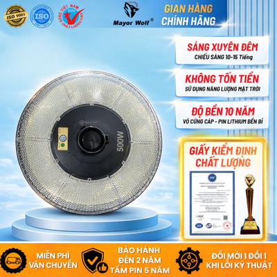 Đèn UFO Năng Lượng Mặt Trời Mayor Wolf 500W Chính Hãng Bảo Hành 2 Năm