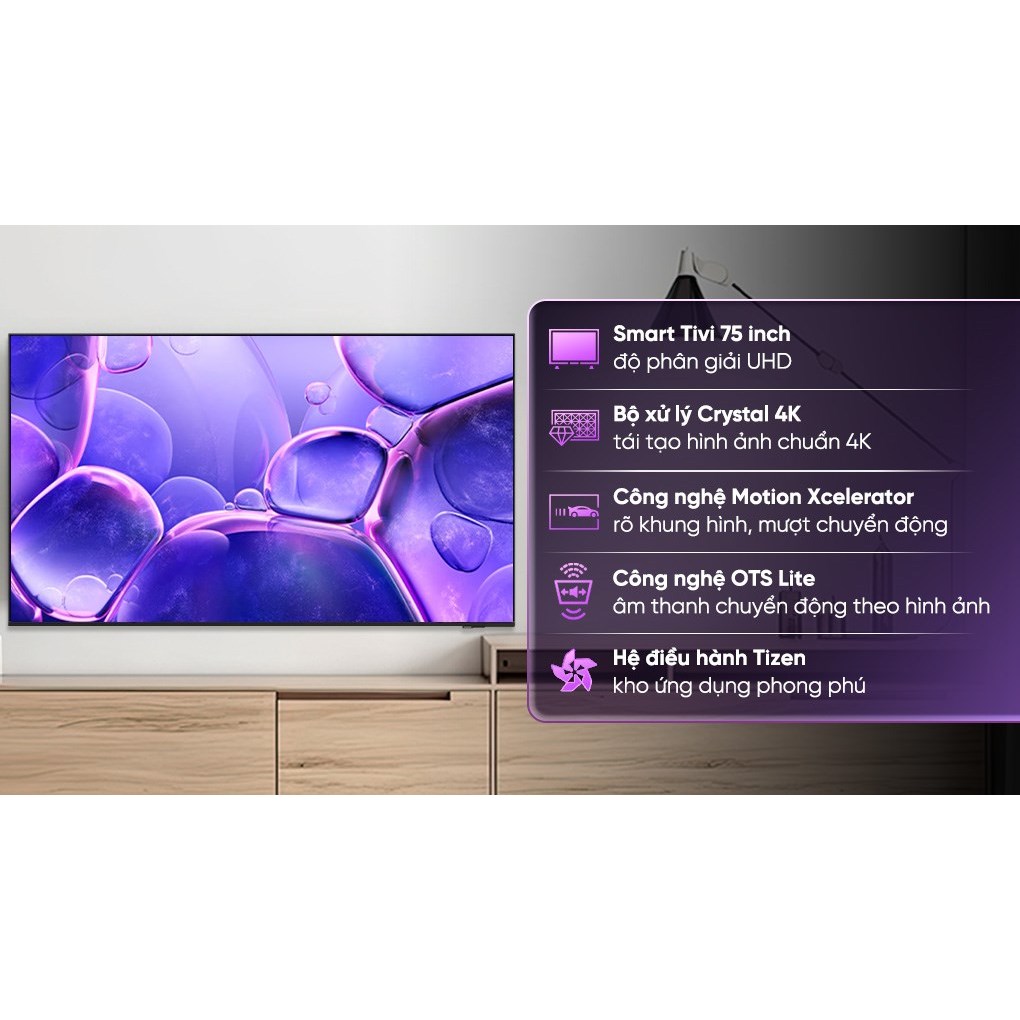 Smart Tivi Crystal UHD Samsung 4K 75 inch 75U8500F 2025