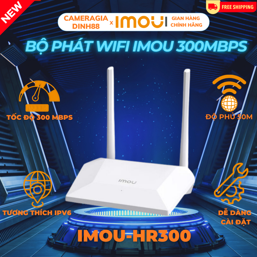 Bộ Phát WIFI IMOU HR300 - 300Mbps, Sóng Phủ 50m, Tương Thích IPv6, Dễ Dàng Cài Đặt, Bảo Hành 24TH