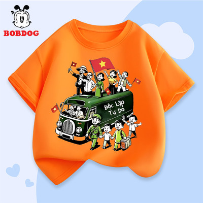 Áo phông hè bé trai BOBDOG BST 2/9 áo thun trẻ em in hình mừng độc lập cho bé vải cotton mỏng mát