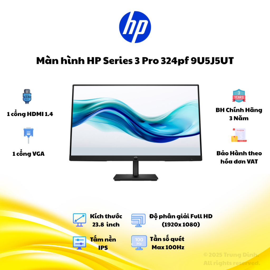 Màn Hình HP Series 3 Pro 324pf 23.8 Inch IPS FHD 100Hz (9U5J5UT) Viền Mỏng, HDMI + VGA - Hàng Chính 