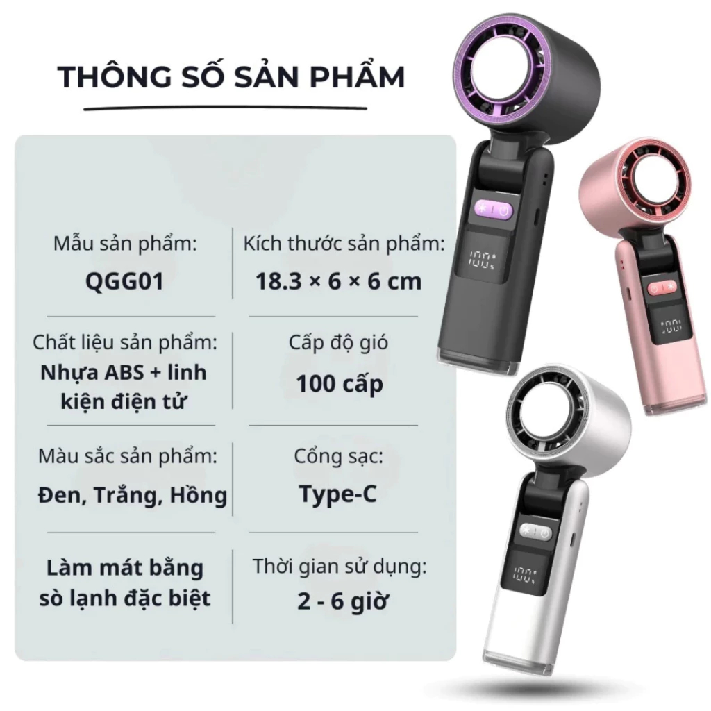 Quạt Cầm Tay Tích Điện Mini Tubor Tốc Độ Gió Siêu Mạnh Dung Lượng Pin 4000mAh Có Sò Lạnh Làm Mát | BigBuy360 - bigbuy360.vn
