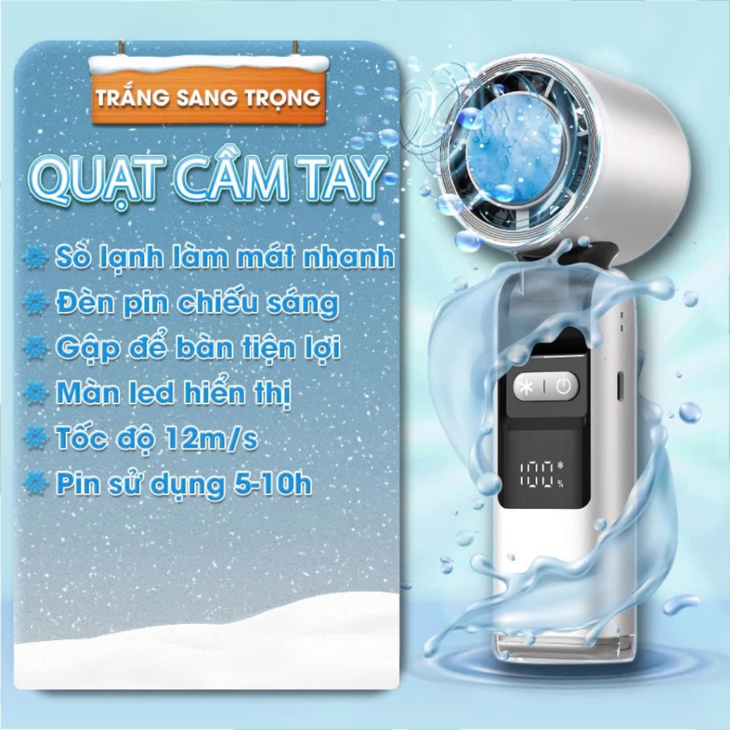Quạt Cầm Tay Tích Điện Mini Tubor Tốc Độ Gió Siêu Mạnh Dung Lượng Pin 4000mAh Có Sò Lạnh Làm Mát | BigBuy360 - bigbuy360.vn