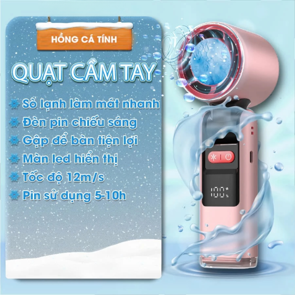 Quạt Cầm Tay Tích Điện Mini Tubor Tốc Độ Gió Siêu Mạnh Dung Lượng Pin 4000mAh Có Sò Lạnh Làm Mát | BigBuy360 - bigbuy360.vn