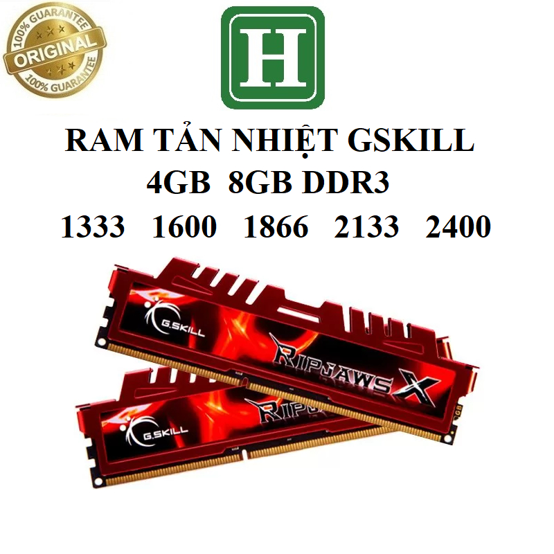 Ram PC 8Gb, 4Gb DDR3 bus 1333, 1600, 1866, 2133,.. ram tản nhiệt GSKILL - RIPJAWS, bảo hành 6 tháng