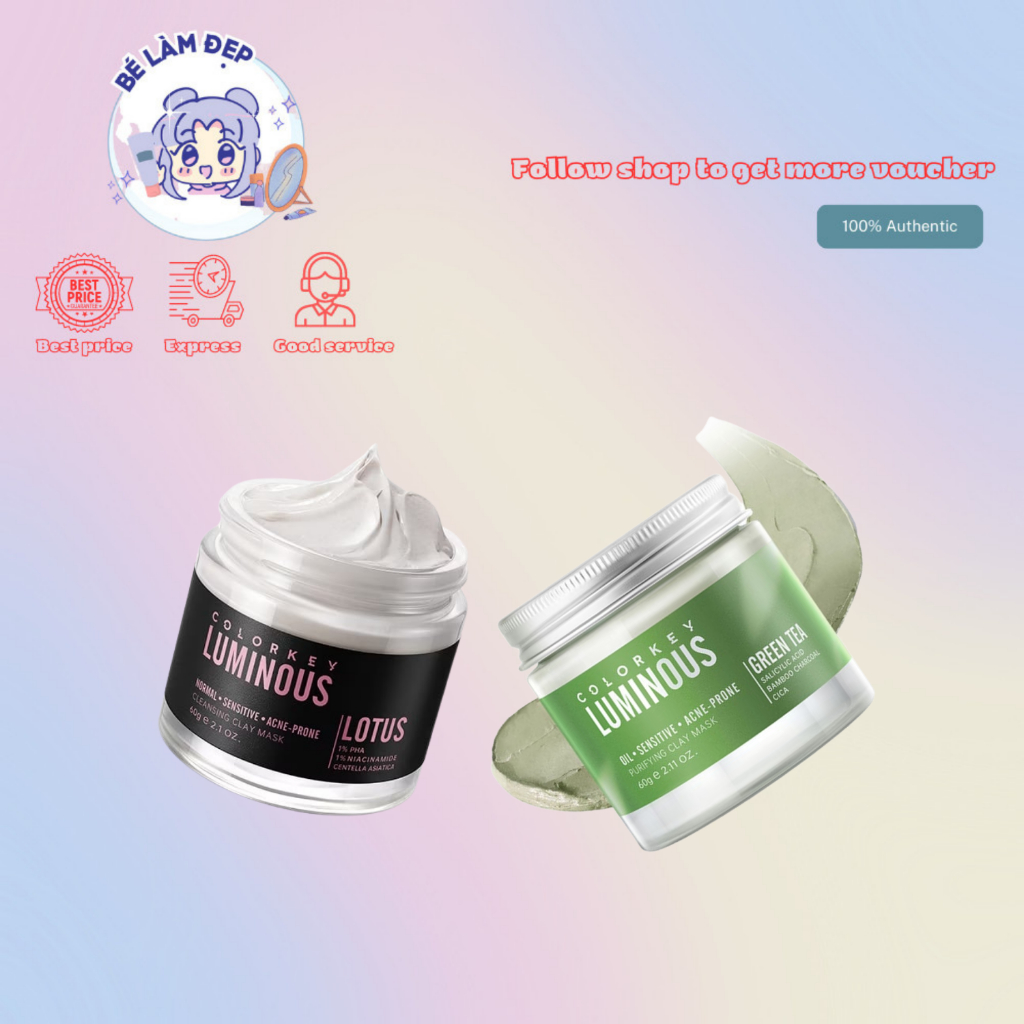 Colorkey Luminous Clay Mask 60g – Mặt Nạ Bùn Hoa Sen & Trà Xanh