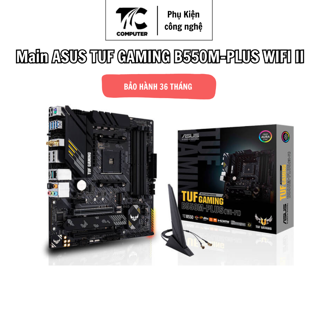 Main ASUS TUF GAMING B550M-PLUS WIFI II (Socket AM4, M-ATX , Hỗ Trợ DDR4), Bo Mạch Chủ Chính Hãng Bả