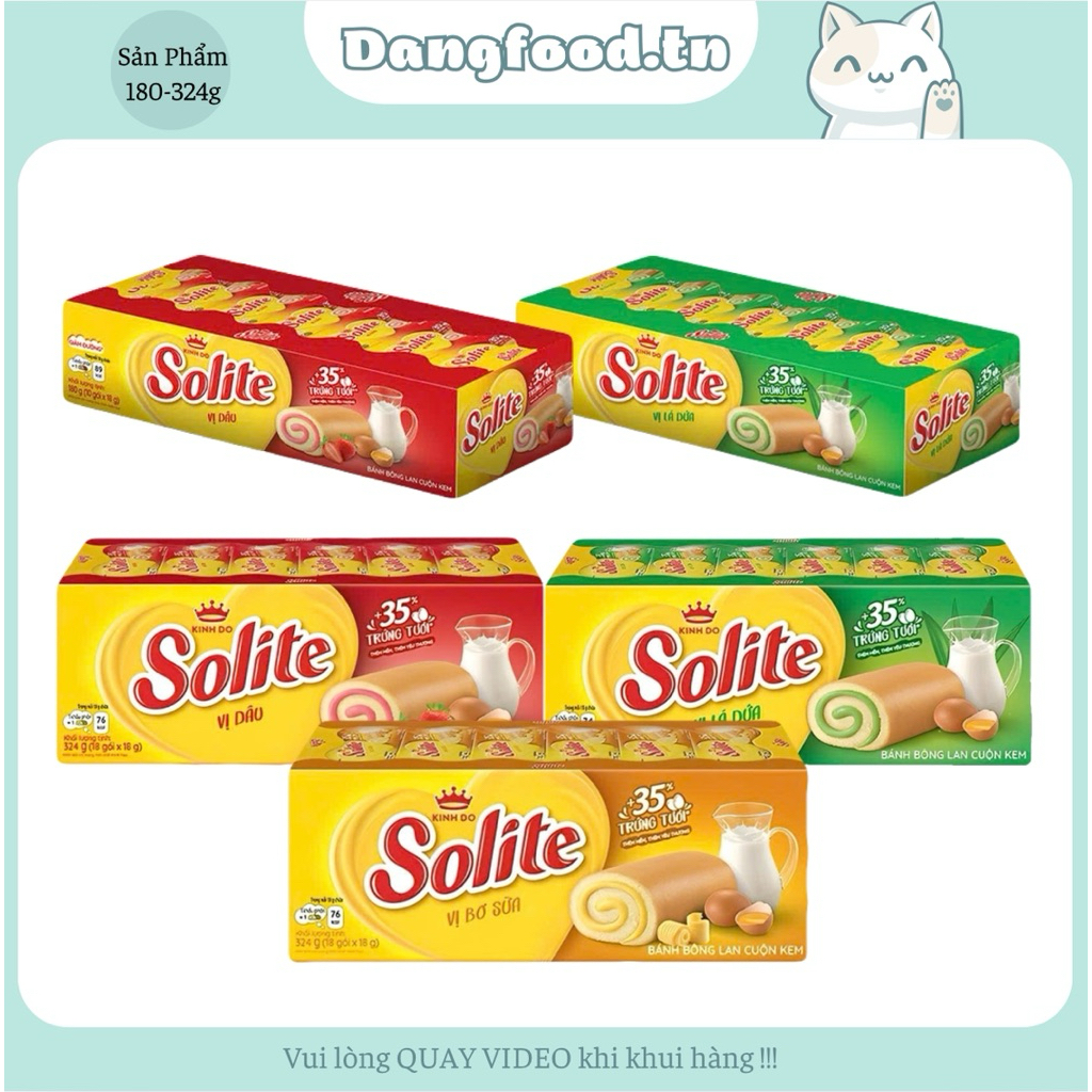 Bánh Bông Lan Solite Cuộn Kem Đủ Vị 324gr