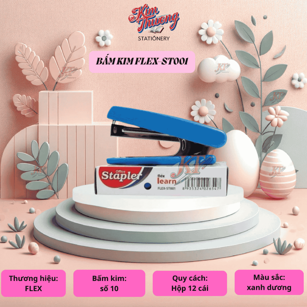 (FLEX-ST001) Bấm kim số 10 FLEX-ST001 bấm được 12 tờ màu xanh dương (1 Cái)