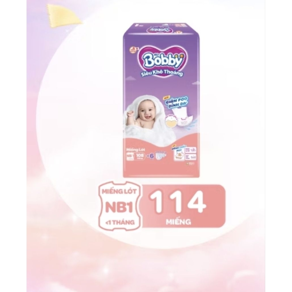 Miếng lót sơ sinh Bobby NB1 108+6
