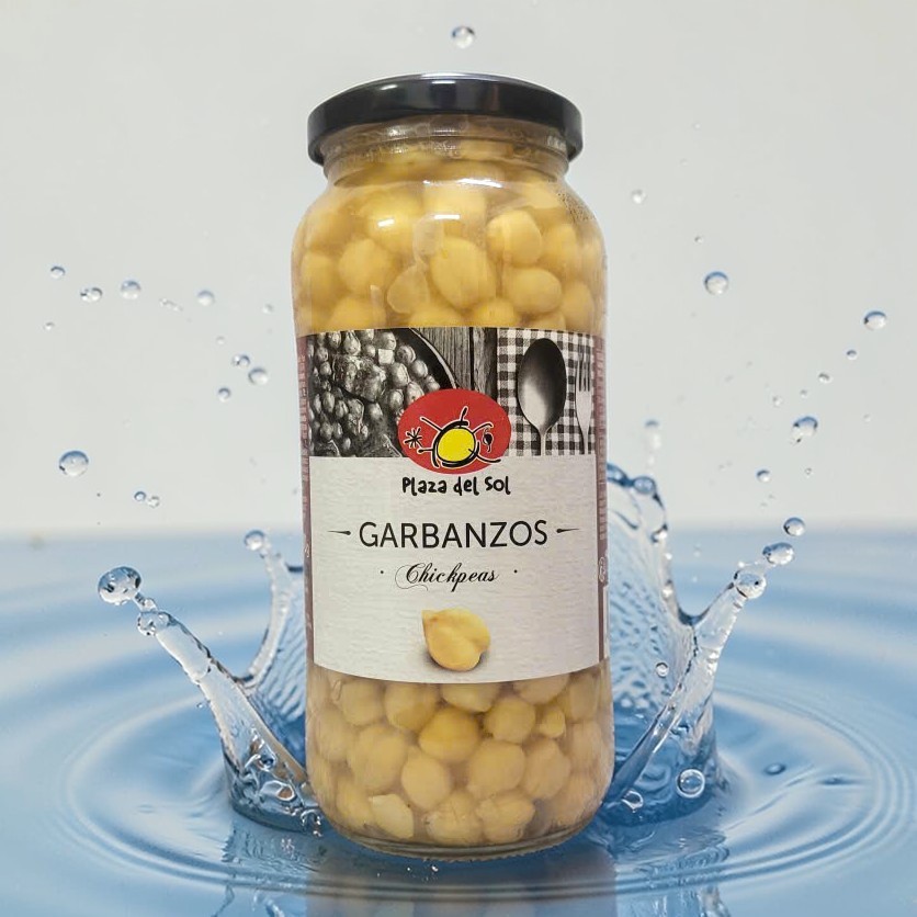 PLAZA DEL SOL << Lọ GARBANZOS 540gr >> HẠT ĐẬU GÀ LUỘC NGÂM NƯỚC MUỐI TÂY BAN NHA Chickpeas.