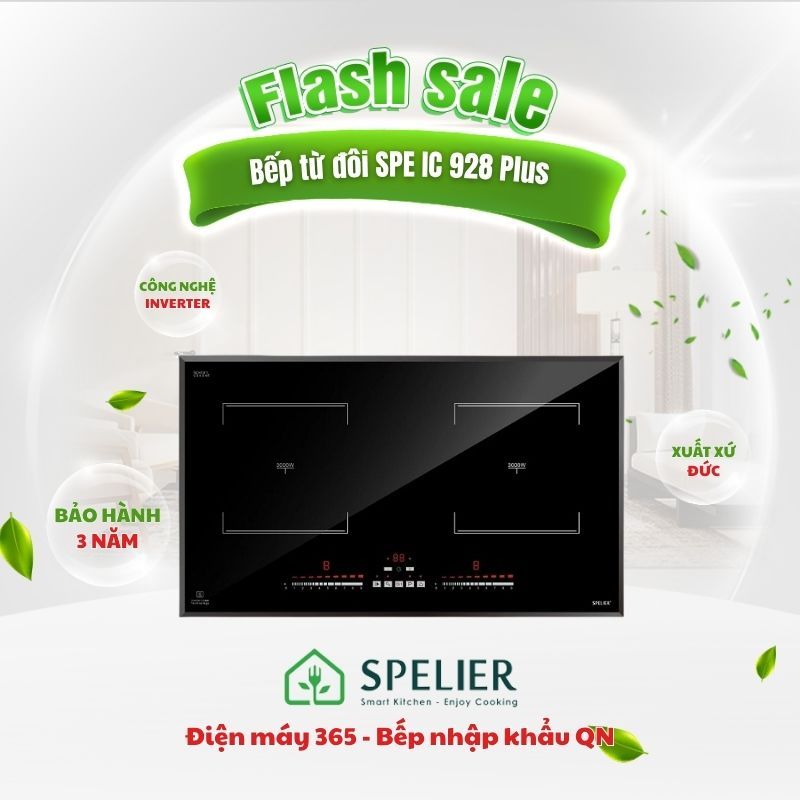 Bếp từ âm đôi Spelier SPE IC 928 Plus 2 vùng nấu Booster 3000W, inverter tiết kiệm điện