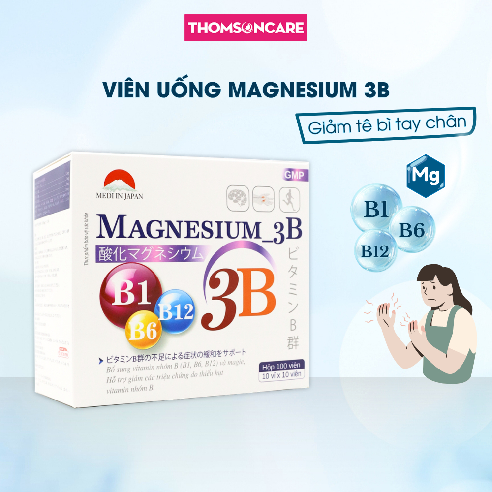 Bổ sung Magie và vitamin 3B - magnesium 3B - hỗ trợ giảm tê bì chân tay - Hộp 100 viên