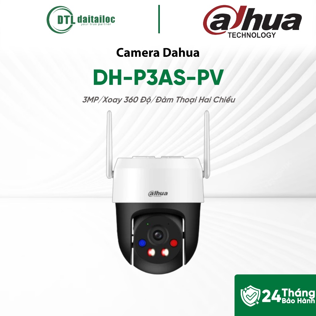 Camera Dahua DH-P3AS-PV (3MP/Xoay 360 Độ/ Đàm Thoại Hai Chiều/Lưu Trữ Thẻ Nhớ 256GB) | Chính hãng | 