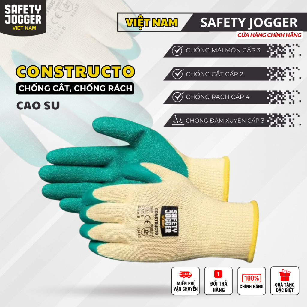 [SAFETY JOGGER] Găng Tay Bảo Hộ Safety Jogger Constructo Chống Dầu Chống Cắt Chống Mài Mòn Linh Hoạt