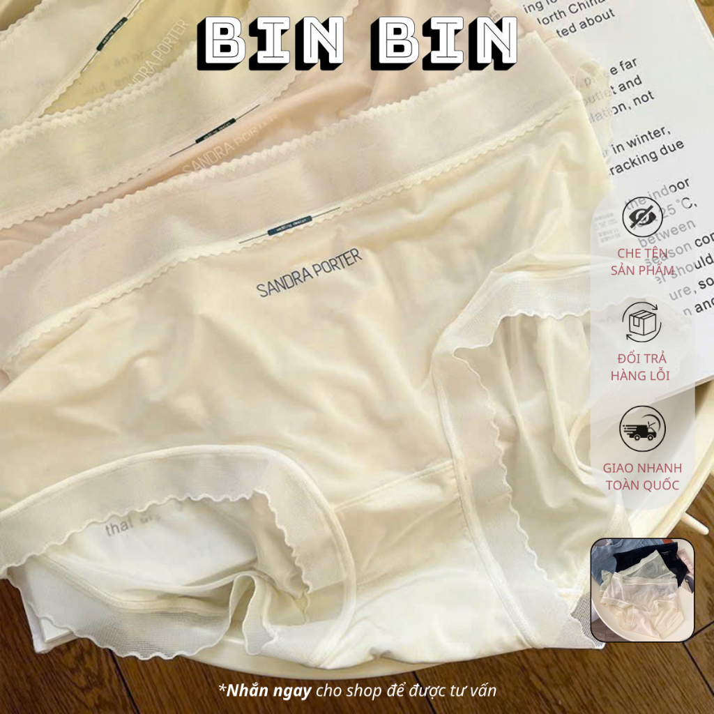 Combo 10 Quần Lót Nữ Su Lụa - Quần Chip Cạp Cao Không Đường May Viền Ren Mềm Mại 0574