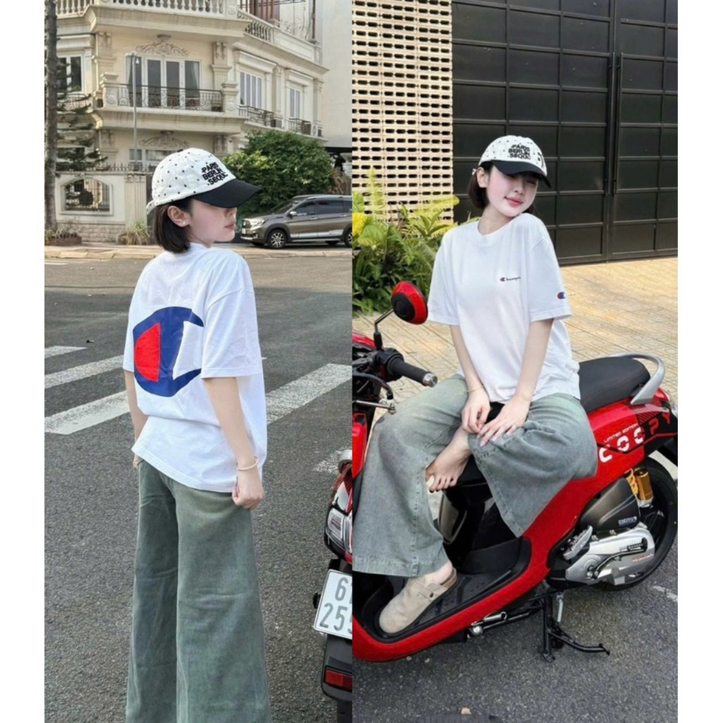 Áo Thun Cham Logo, Chất Vải Cottom Mềm Mịm Dày Dặn Không Xù Lông, Kèm Túi Zip