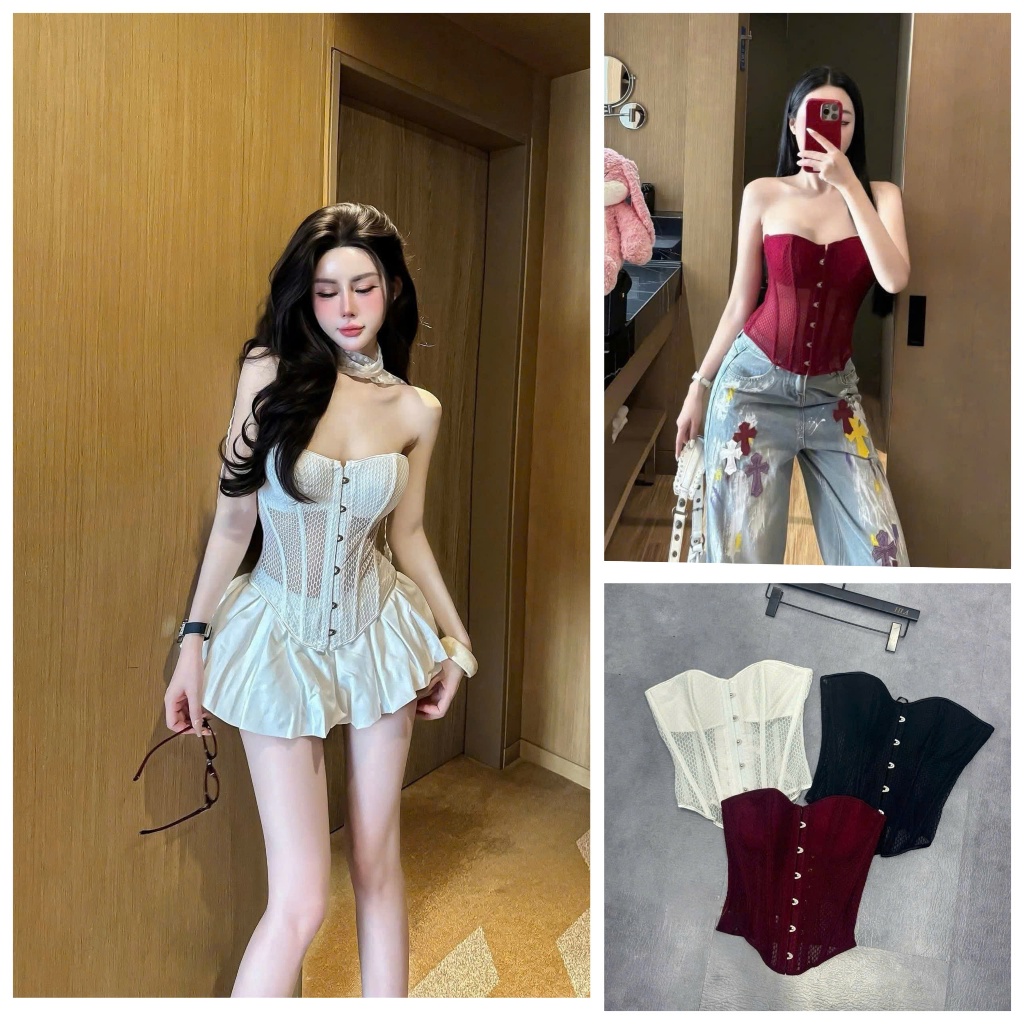 [Follow shop nhận mã 10k] Áo cup corset đan dây lưới UMEE STORE QCCC AC0001